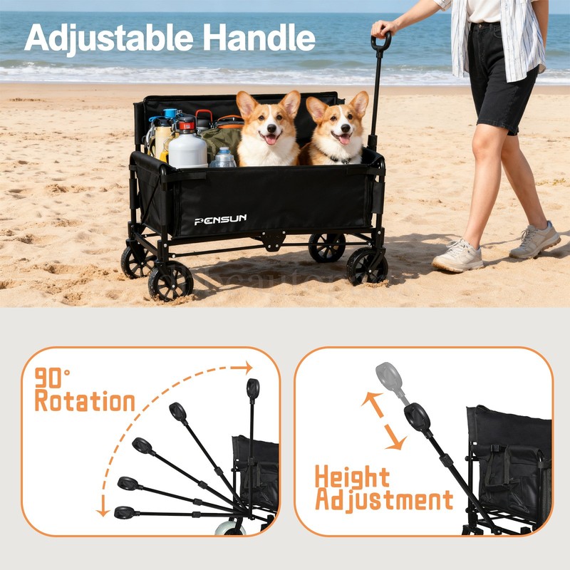 Wagon Bench Love Seat 2-in-1 Foldable Cart Storage 330LBS For Camping Beach gallery