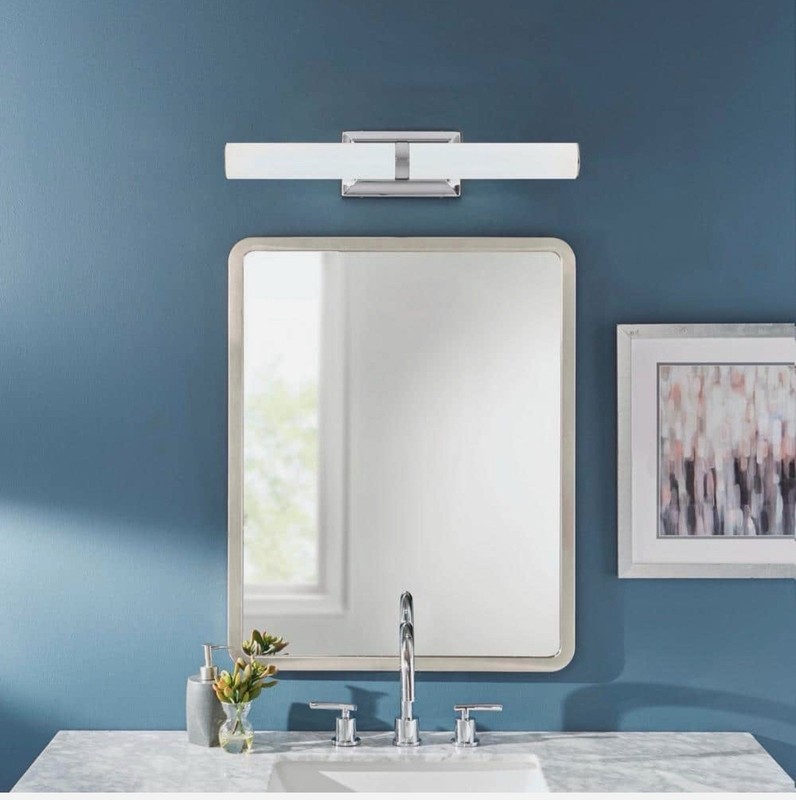 Home Decorators Collection Rolande Polished Nickel LED Vanity Light Etched Glass gallery