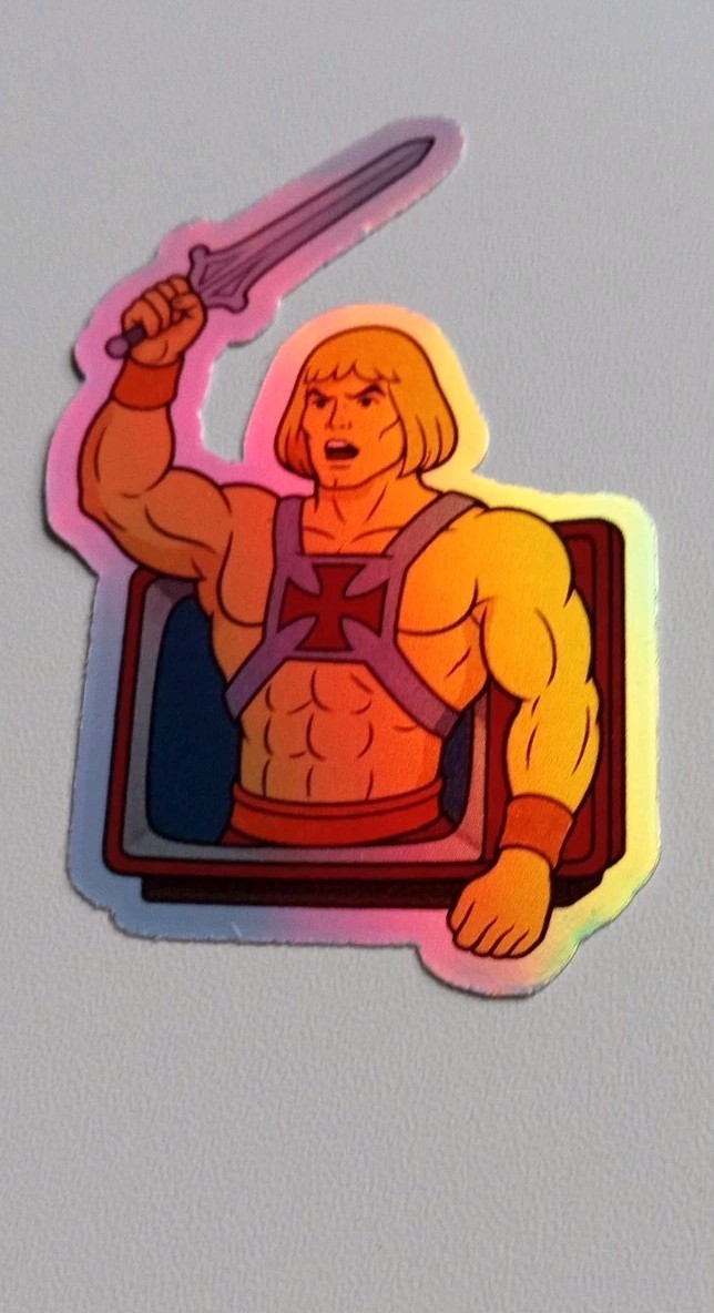 He-Man Retro Tv Set Waterproof Holographic Vinyl Sticker gallery