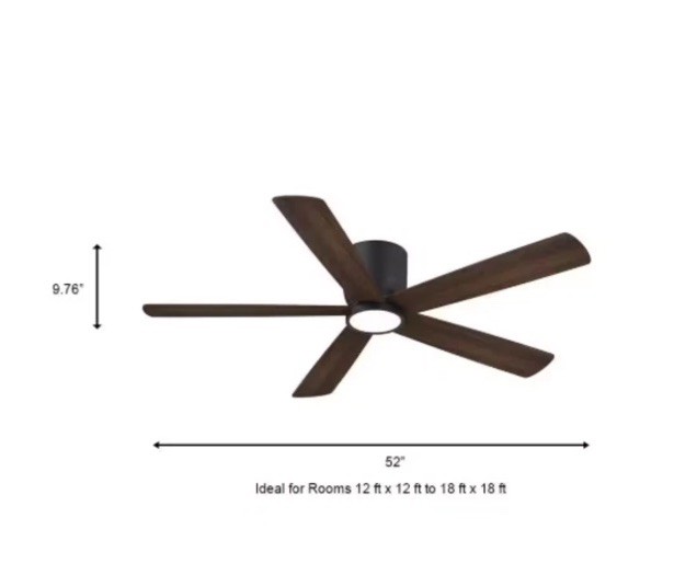 Home Decorators Britton 52" LED Ceiling Fan Matte Black w/ Light & Remote gallery