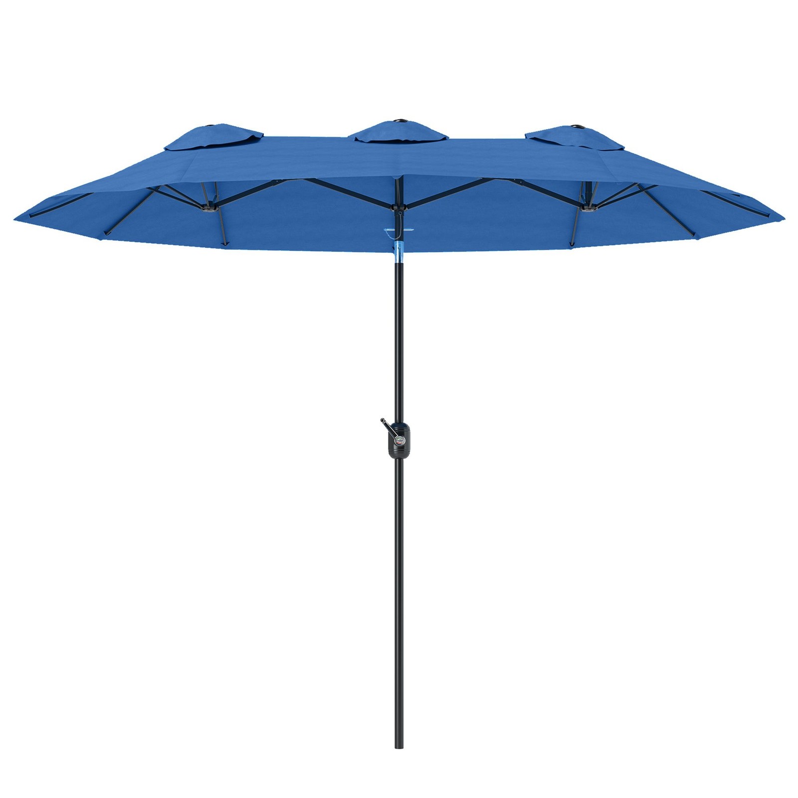 Navy Blue Double-Sided Patio Umbrella — 9.5ft, Crank Open, 45° Tilt, 12 Ribs gallery