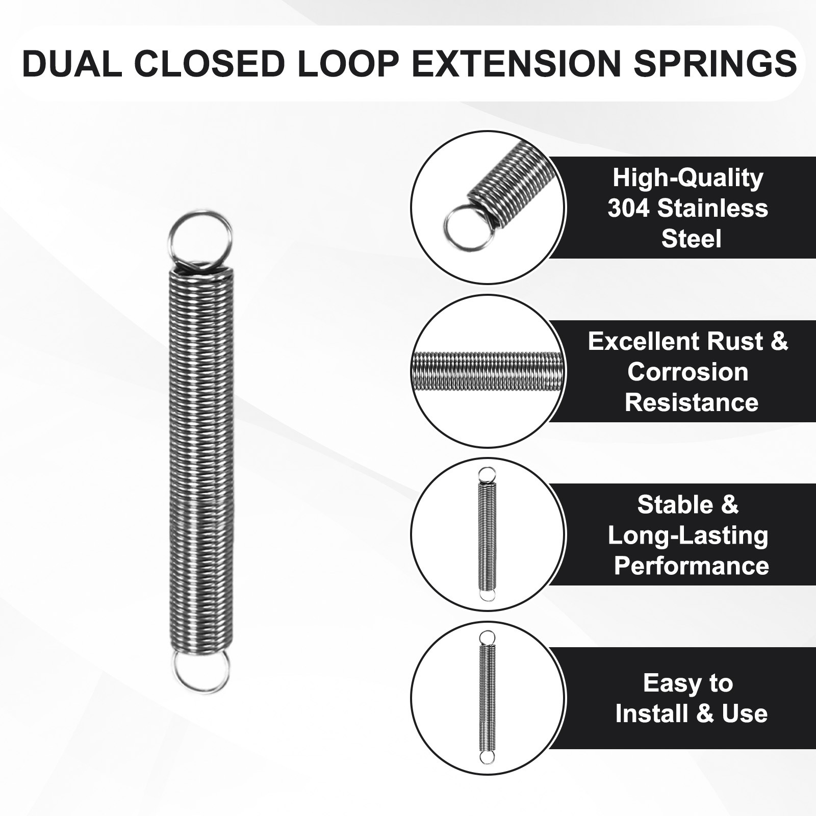 5-Pack Extension Springs, 50mm Length 6mm OD [Silver Tone, 0.6mm Wire Size] gallery