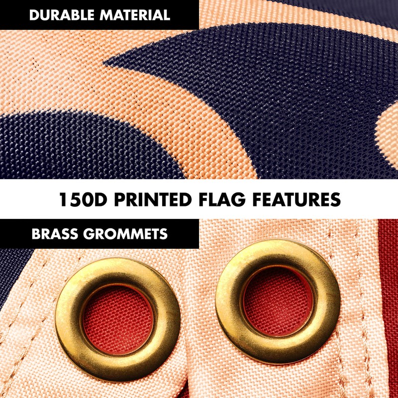 Combo: 6 Ft Flagpole Black & Betsy Ross 1776 Tea-Stained Flag 3x5Ft Printed Poly gallery