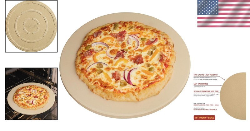 Premium 16-Inch Round Pizza Stone with Even Heat Distribution for Perfect Baking gallery