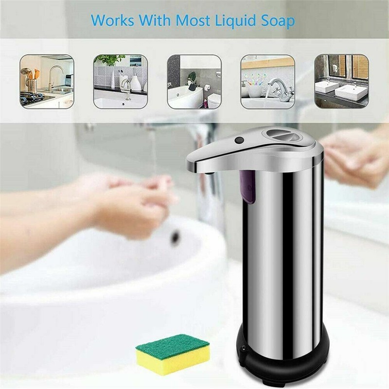 250ml Stainless Auto Handsfree Sensor Touchless Soap Dispenser Kitchen Bathroom gallery