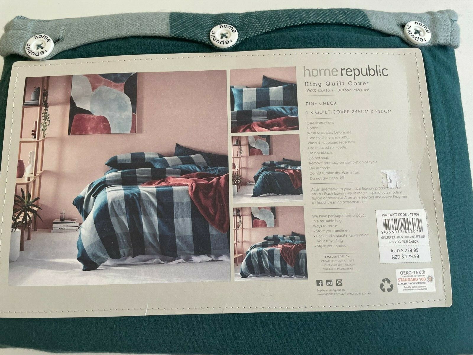 H R Super Soft Brushed Flannelette King Quilt Cover Set BNIP RRP $279.99 gallery