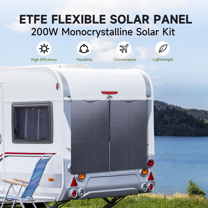 ALLPOWERS 100W OR 200W Flexible Mono Solar Panel Efficiency IP68 For Roof Boat gallery