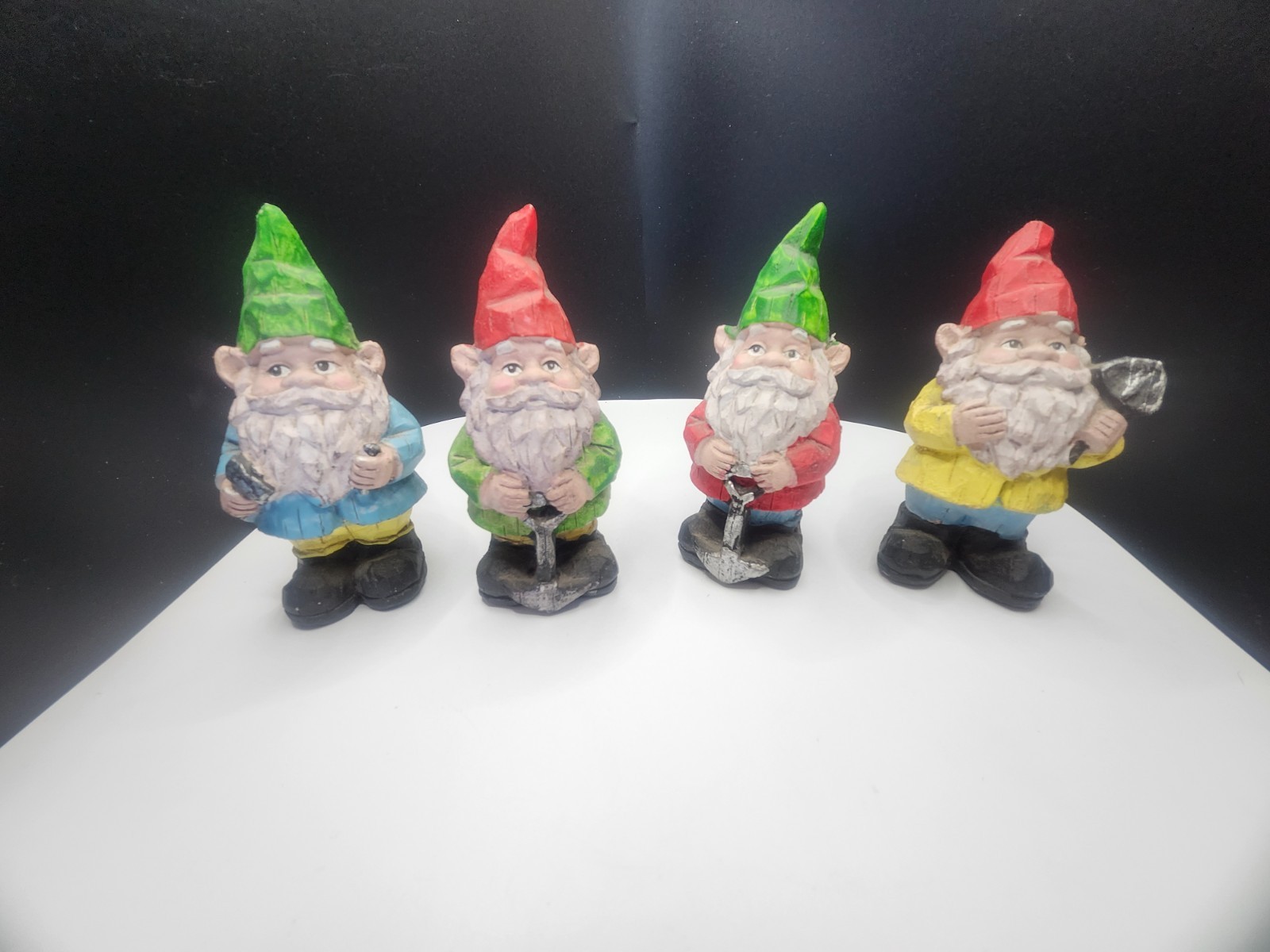 Four piece mini garden gnomes four and a half inches tall perfect for a ferry... gallery
