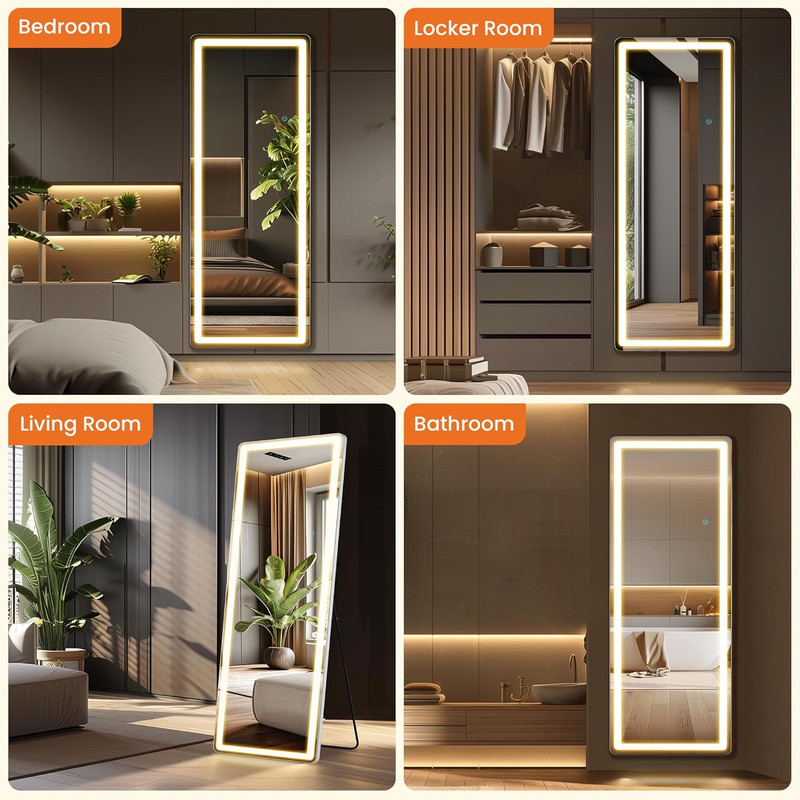 71" LED Full Length Mirror with Dimming & 3 Color Lighting - Floor & Wall Mount gallery