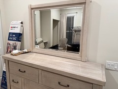 wood framed rectangle mirror