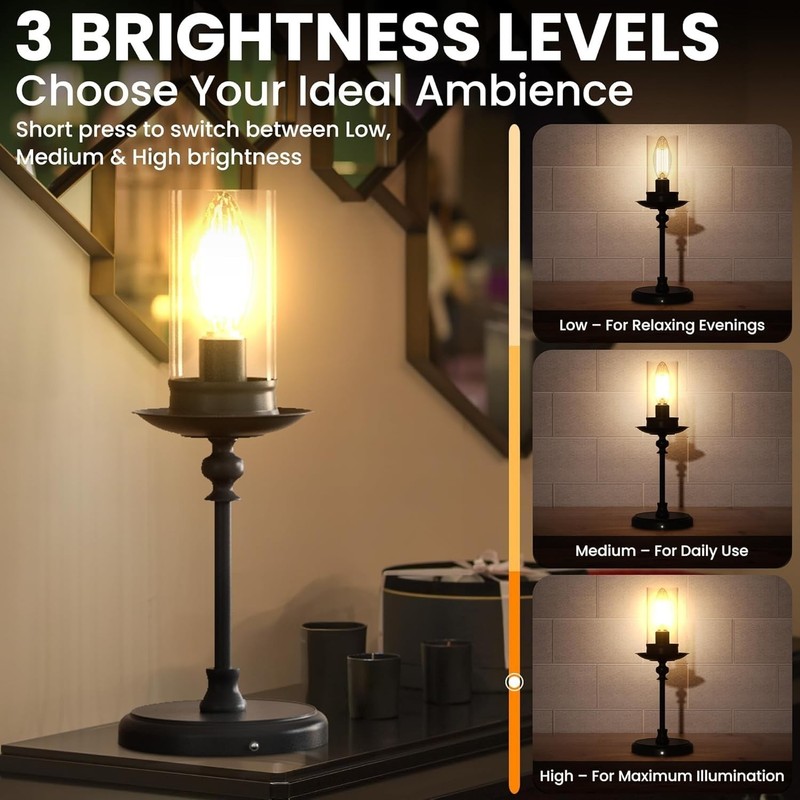 Retro Cordless Touch Dimmable Table Lamp, 5200mAh Features 3 Color Temperatur... gallery