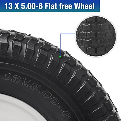 13" 5.00-6 Flat Free Solid Polyurethane Tire and Wheel Replacement, 1 Pack PU gallery