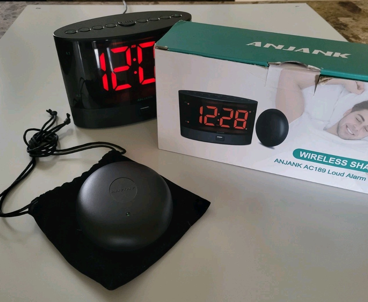 ANJANK Extra Loud Alarm Clock for Heavy Sleepers, Wireless Bed Shaker, Vibrating gallery