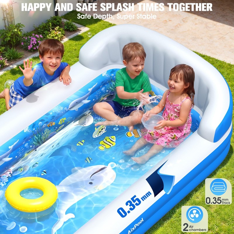 AixPool 2026 Inflatable Pool with Sprinkler Durable Blow up Pool with Big gallery