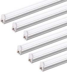 (6 Pack LED T5 Integrated Single Fixture, 4FT, 2200Lm, 6500K Super Bright White,