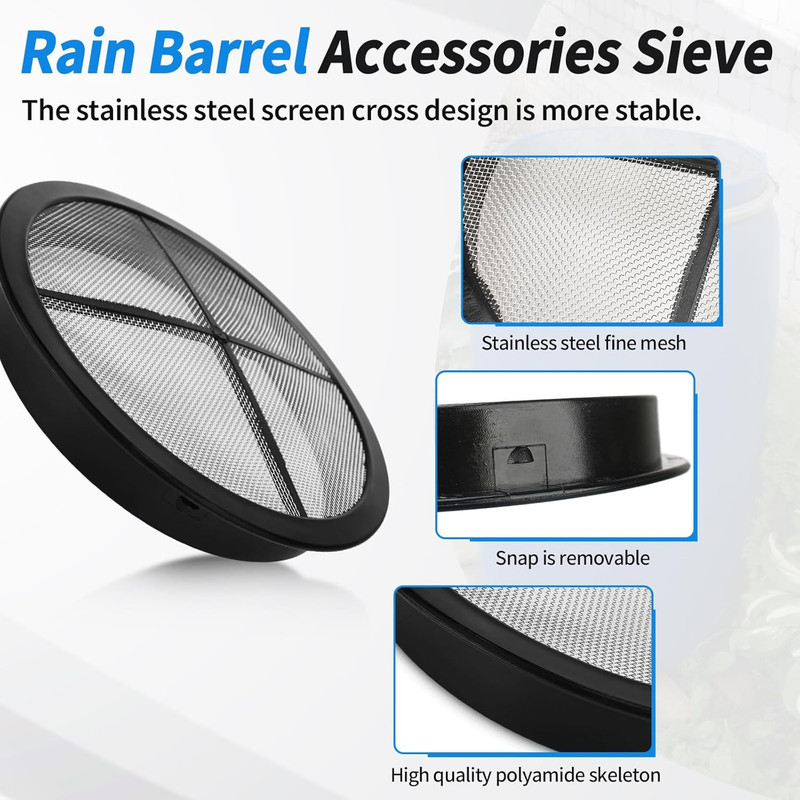 Rain Barrel Screen Filter Cover Lid for Rainwater Collection System - 6 Inch rou gallery