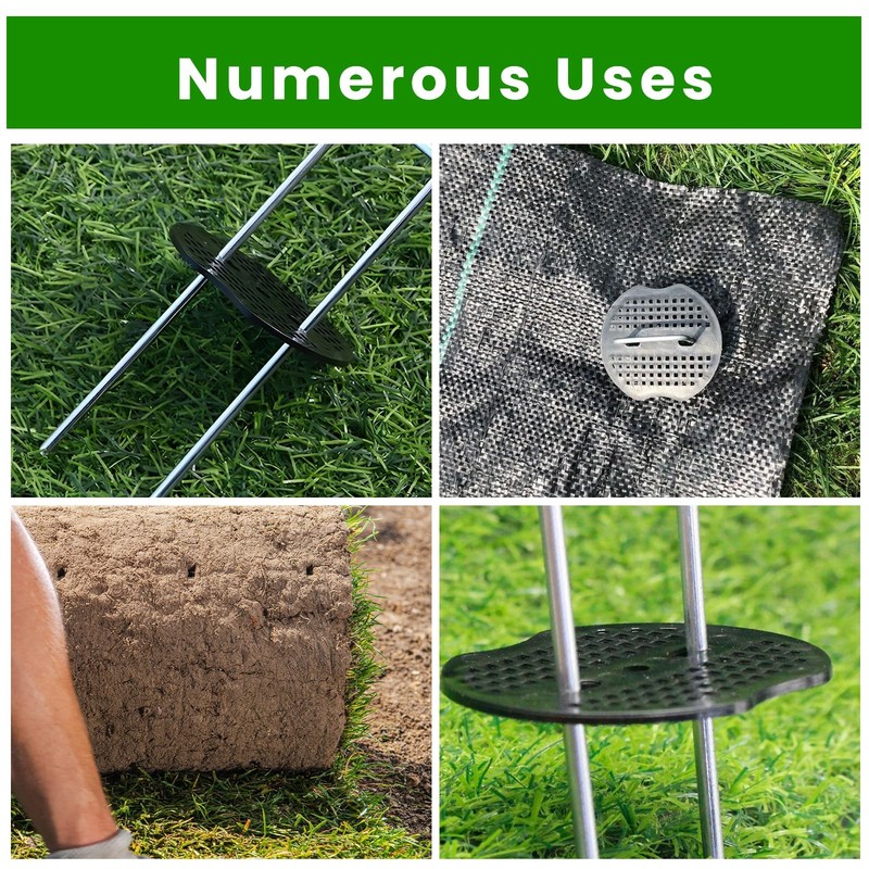 200 Pcs Garden Staples Plastic Buffer Washer, Weed Barrier Fabric Yard Black gallery