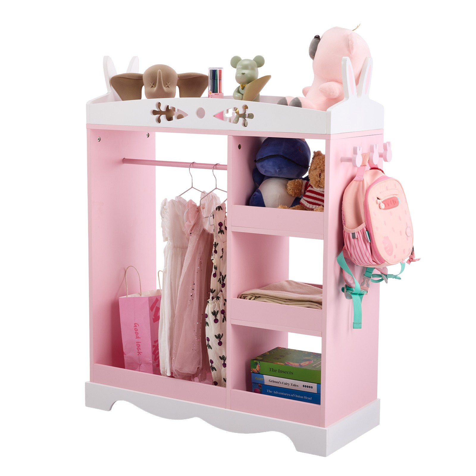Pink MDF + Particleboard Children's Wardrobe wit Rabbit Ear Design gallery