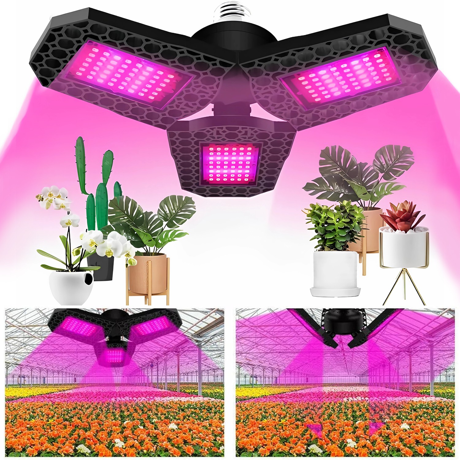 Foldable E26 Led Grow Light Full Spectrum Lamp for Hydroponics Plant Veg Flower gallery
