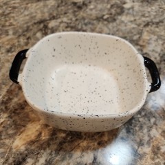 Robert Stanley Black and Gray Speckled Casserole Ramekin Oven Dish With Handles