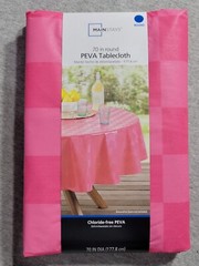 Mainstays Solid Pink Checkerboard Peva Vinyl Tablecloth Round 70″ Diameter