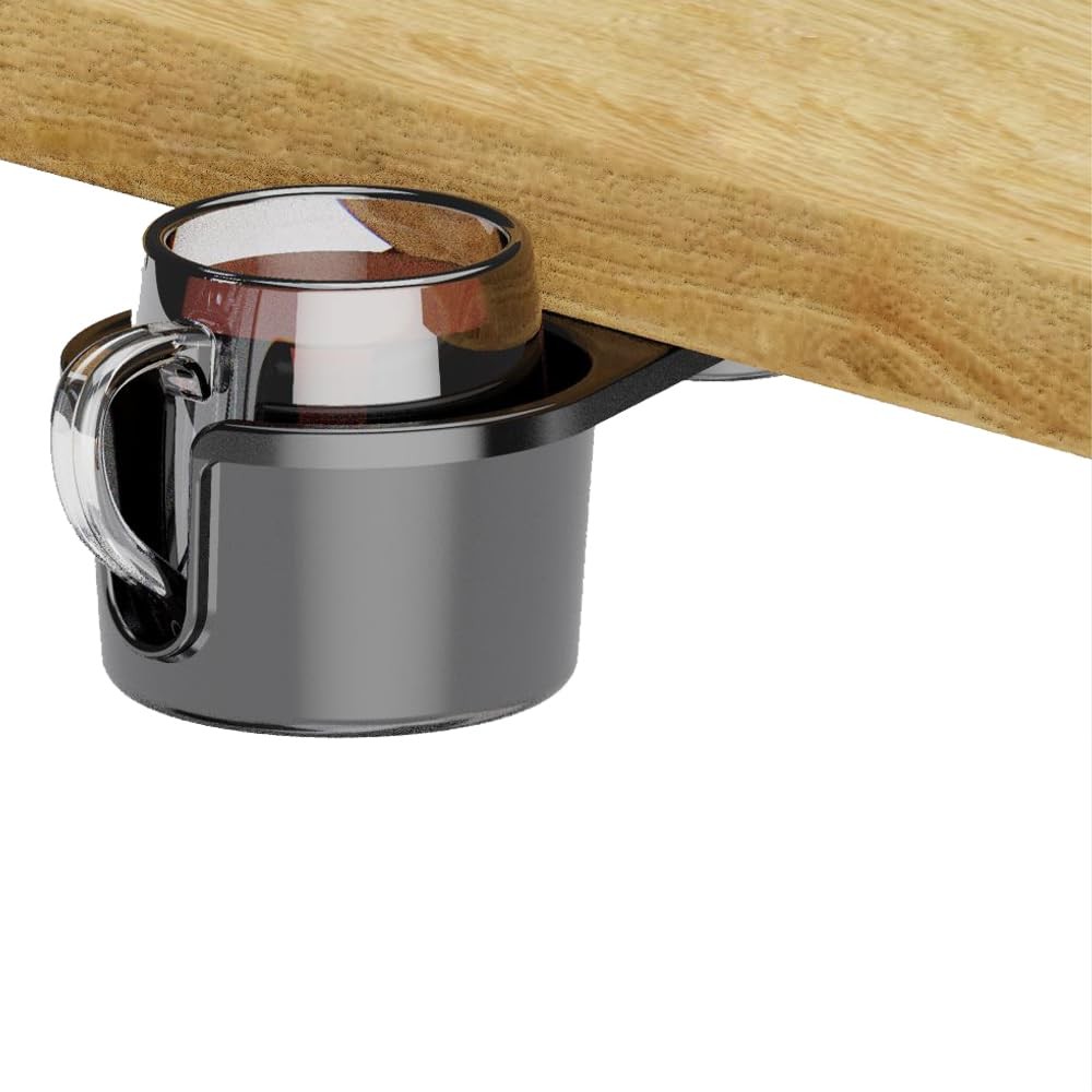 FUGEST 360° Rotating Under Table Desk Cup Holder Cup & Pen Holder Mount Inner... gallery