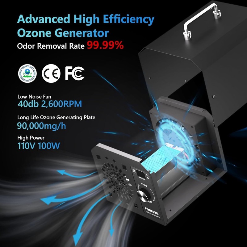 High-Efficiency Ozone Machine: 90,000mg/h Output for Safe Odor Removal - Black gallery