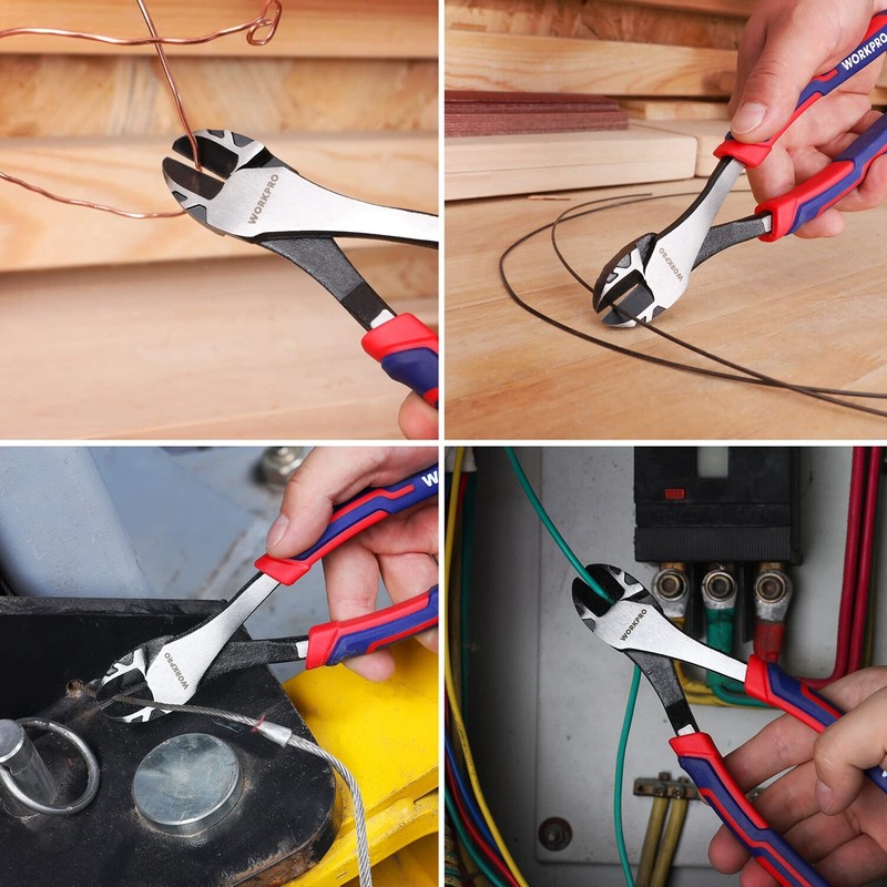 WORKPRO 8" High Leverage Diagonal Plier Wire Cutters Heavy Duty Diagonal Cutters gallery