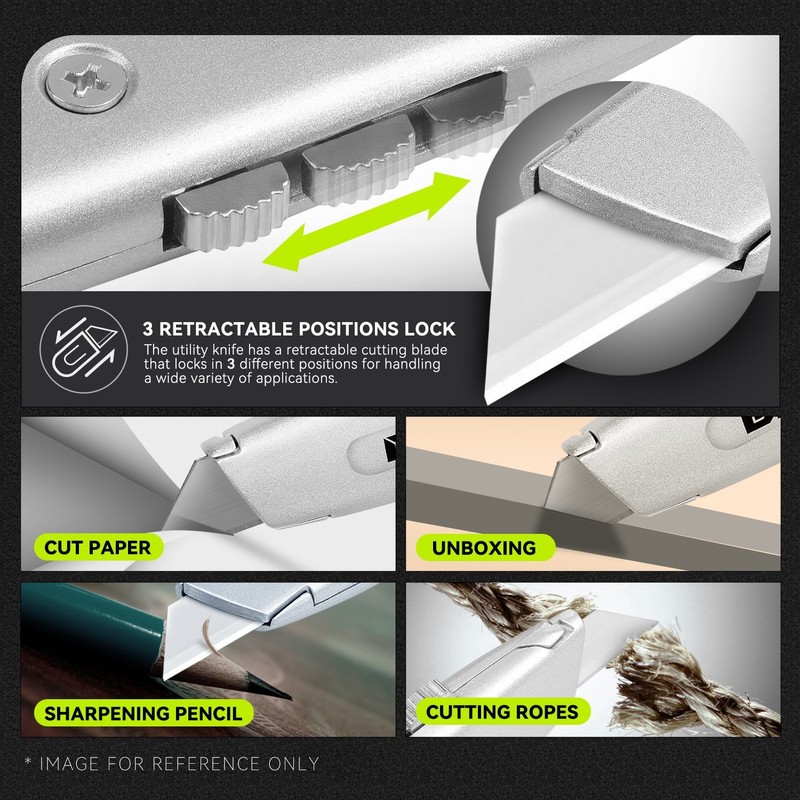 6Pcs Heavy Duty Durable Sharp Razor Blade Retractable Utility Knife Box Cutter gallery