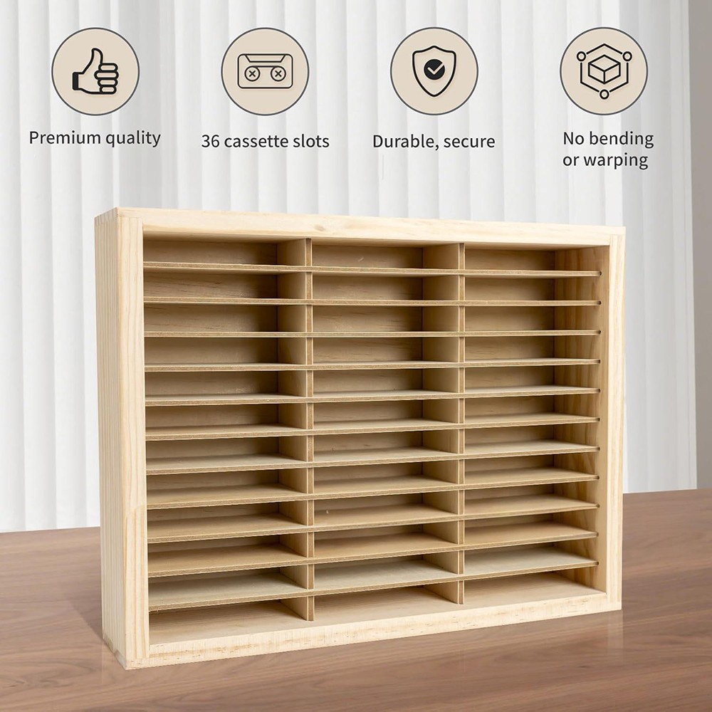 36 Grids Wall Mount Wood CD Storage Display Rack Collection Shelving Case Holder gallery