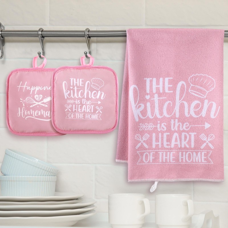 6 Pcs Kitchen Decor Accessories Set Farmhouse Towels Pot Holders Oven Mitts S... gallery