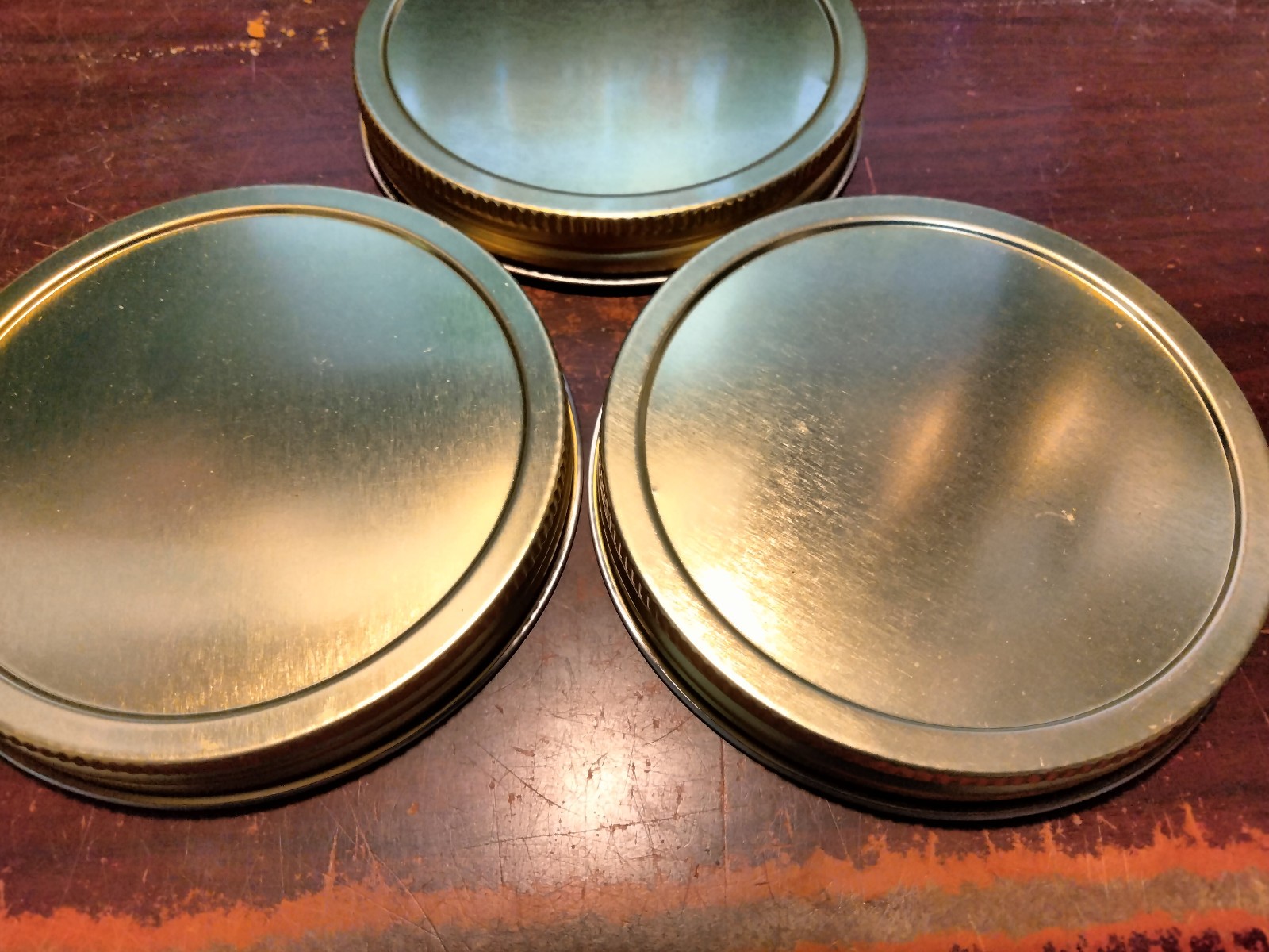 3 REPLACEMENT GOLD LIDS for Golden Harvest Square CANISTER Jars-LIDS ONLY gallery