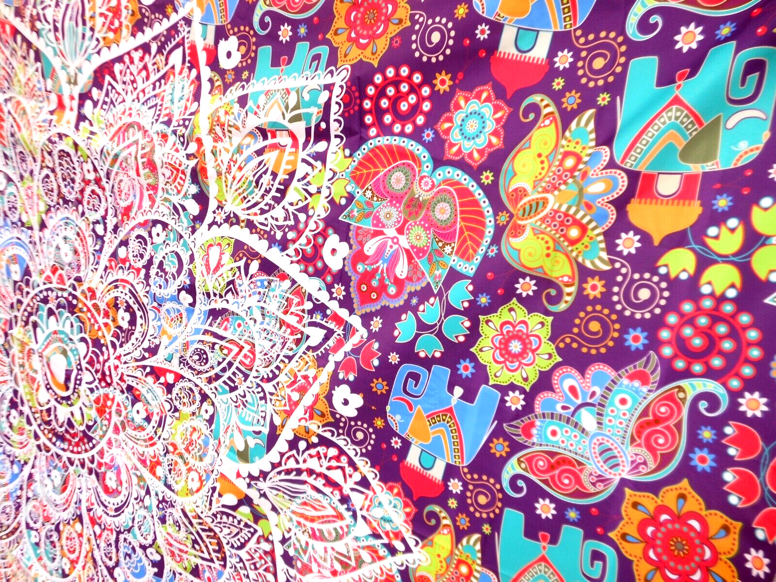 MANDALA ELEPHANT WALL TAPESTRY ~ 58" X 76" ~ MULTI COLOR PURPLE NEW (Z16) gallery