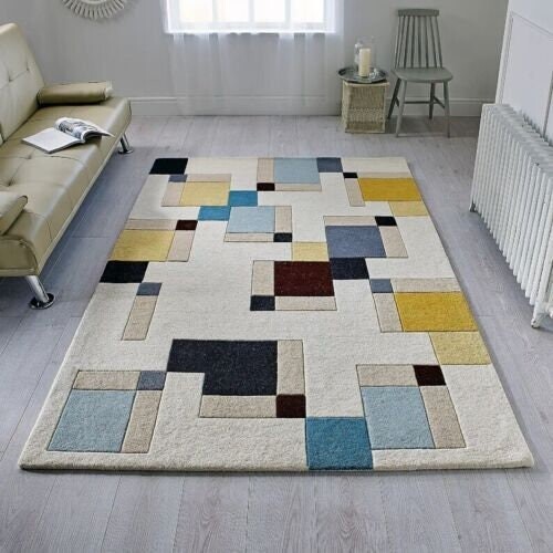Geometric Abstract Design Hand Tufted New Zealand Wool Without Tariff & duty gallery