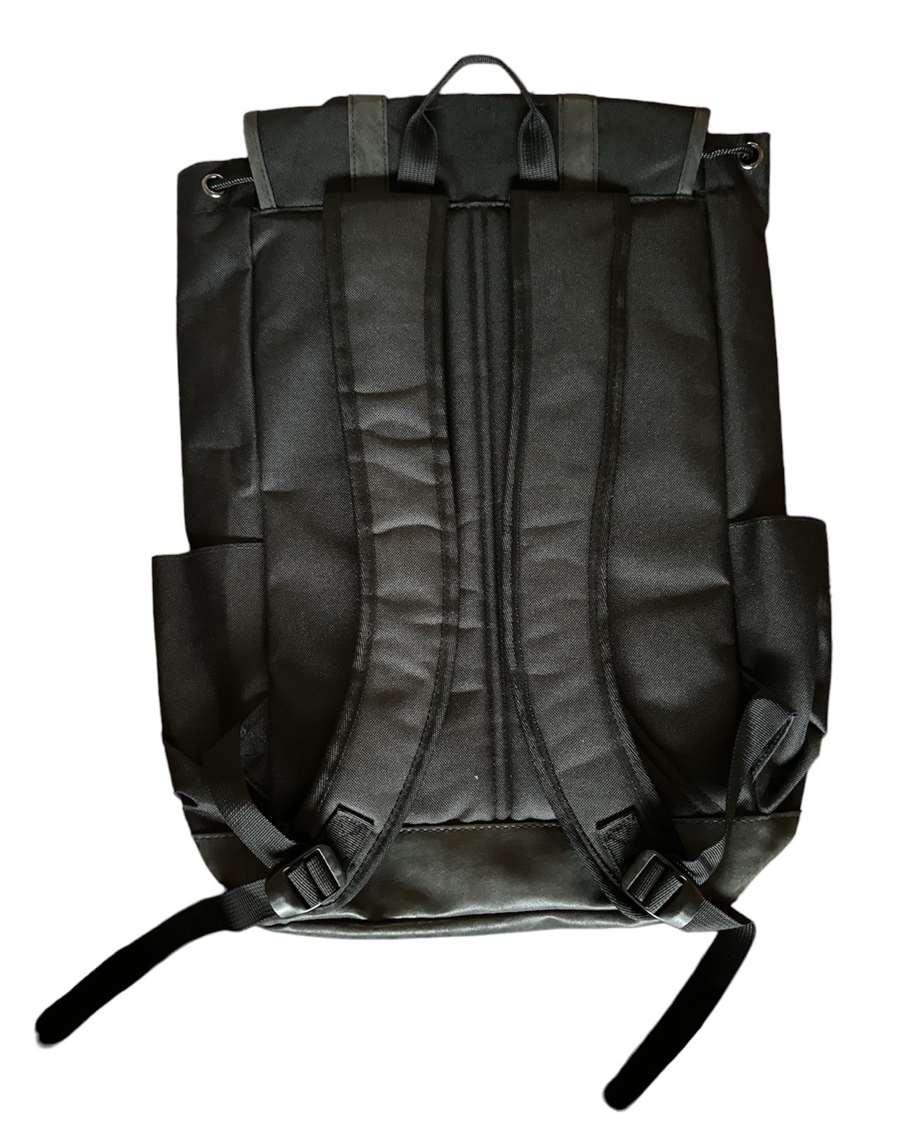 NWT Black Padded Drawstring Buckles Snap Backpack with Vinyl Trim Summit Ridge. 2