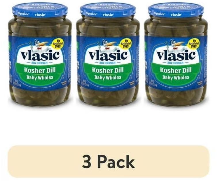 (3 pack) Vlasic Kosher Dill Pickles, Dill Baby Whole Pickles, 24 fl oz Jar. gallery