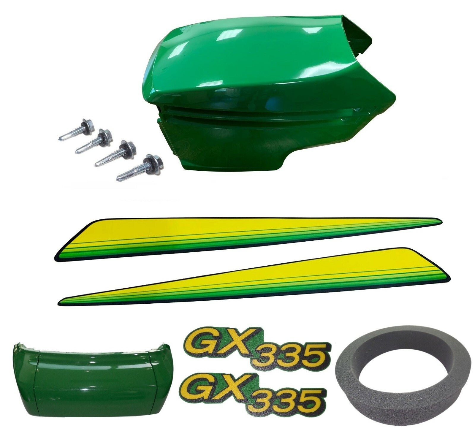 New Upper & Lower Hood/Bumper/Foam Isolator/LH&RH Stickers Fits John Deere GX335 gallery