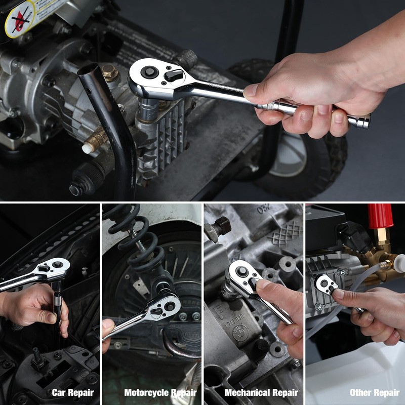 WORKPRO 3PCS Ratchet Set Quick Release 72-Tooth 1/4" 3/8" 1/2" Dr Ratchet Handle gallery