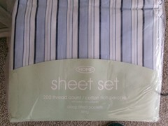 New King Size Sheet Set ** Blue & White Stripe Cotton Percale #1201