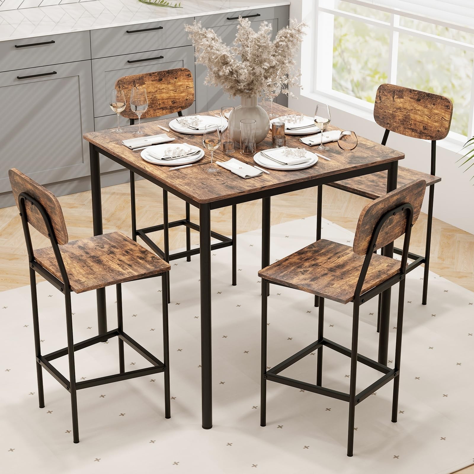 Bar Height Table and Chairs, Counter-Height Dining Table Set, Pub Table and C... gallery