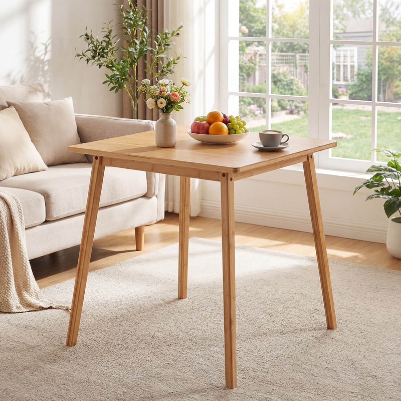 27.5” Square Bamboo Dining Table for 2-4 People, Dinner Table for Dining Room gallery