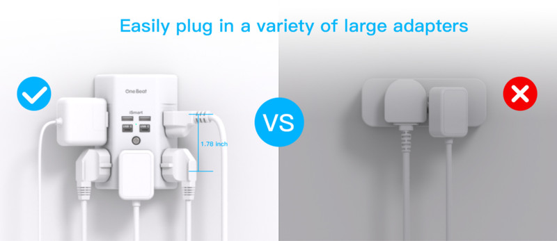 Surge Protector, 5 Outlets Extender 4 USB Ports(USB C), 3-Side 1680J Power Strip gallery