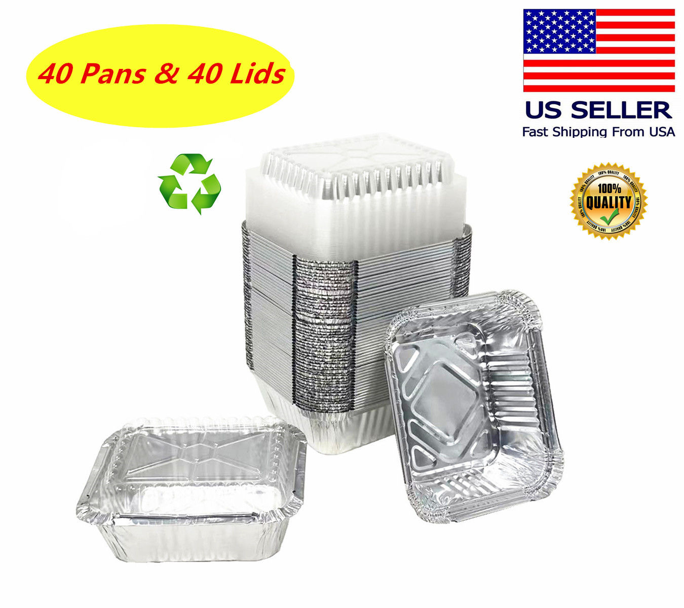 40 Pack Food Storage Take Out Containers With Lids Disposable Foil Drip Pan Tray gallery