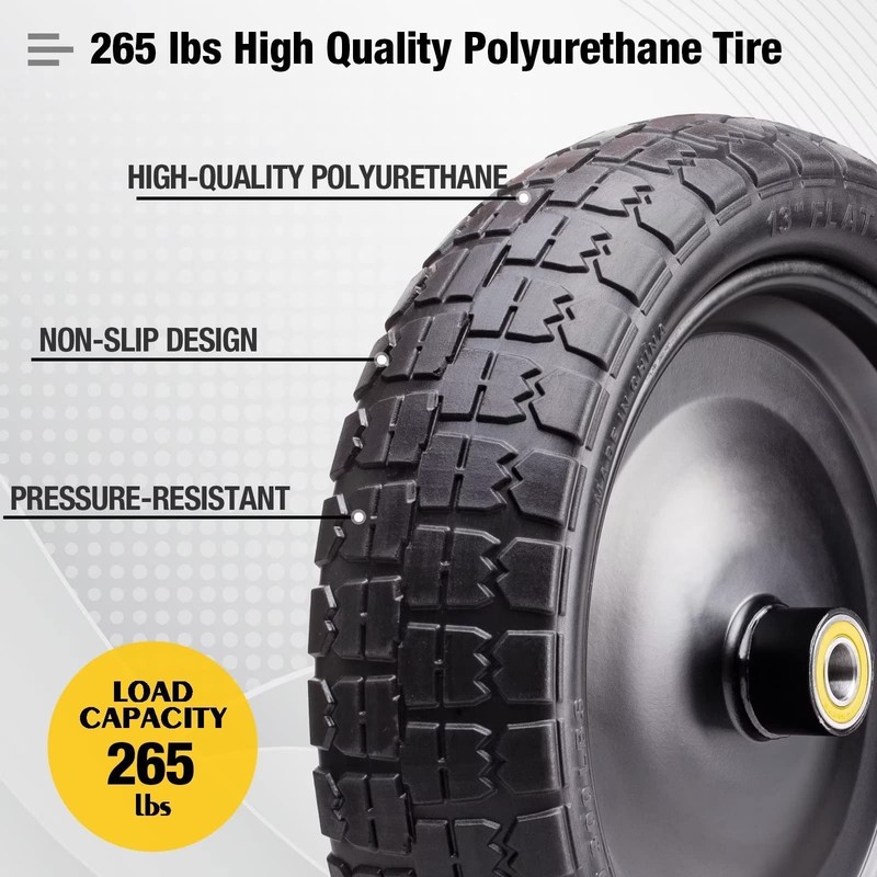 4.00-6 Flat Free Solid Polyurethane Tire and Wheel 1 Pc, 13 Inch PU Airless Tire gallery