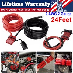 24FT Quick Disconnect Winch Power Cable, 2 Gauge 2 AWG Wiring For Winch Trailer