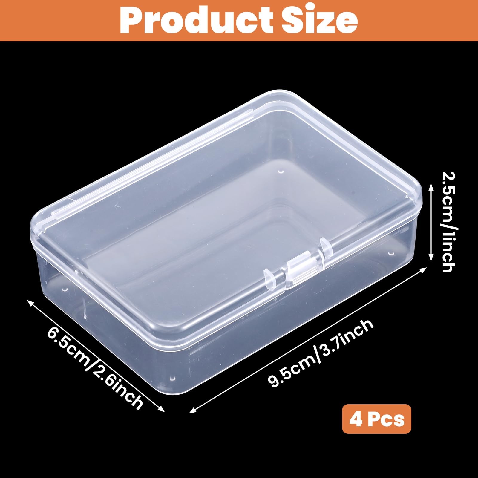 4 Pcs Mini Clear Plastic 9.5x6.5x2.5cm (3.7x2.5x1 inches), transparent gallery