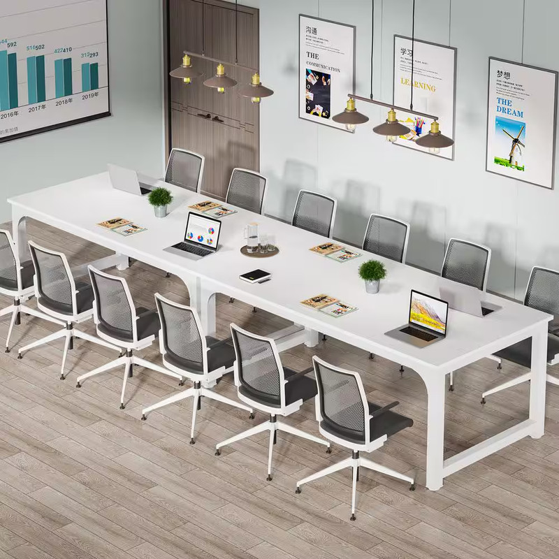 Capen 71 In. Rectangular White Engineered Wood Computer Desk with Thicken Metal gallery