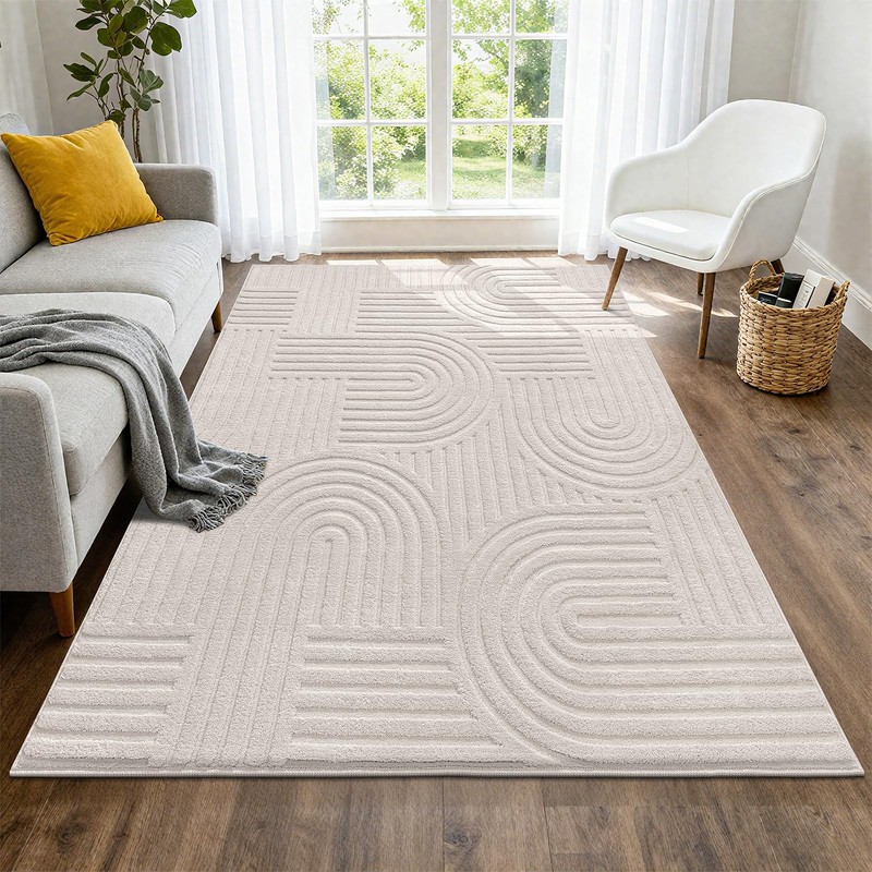 Soft Cozy Fluffy Arch Pattern High Low Pile Area Rugs 4'x6' Non Slip Washable... gallery