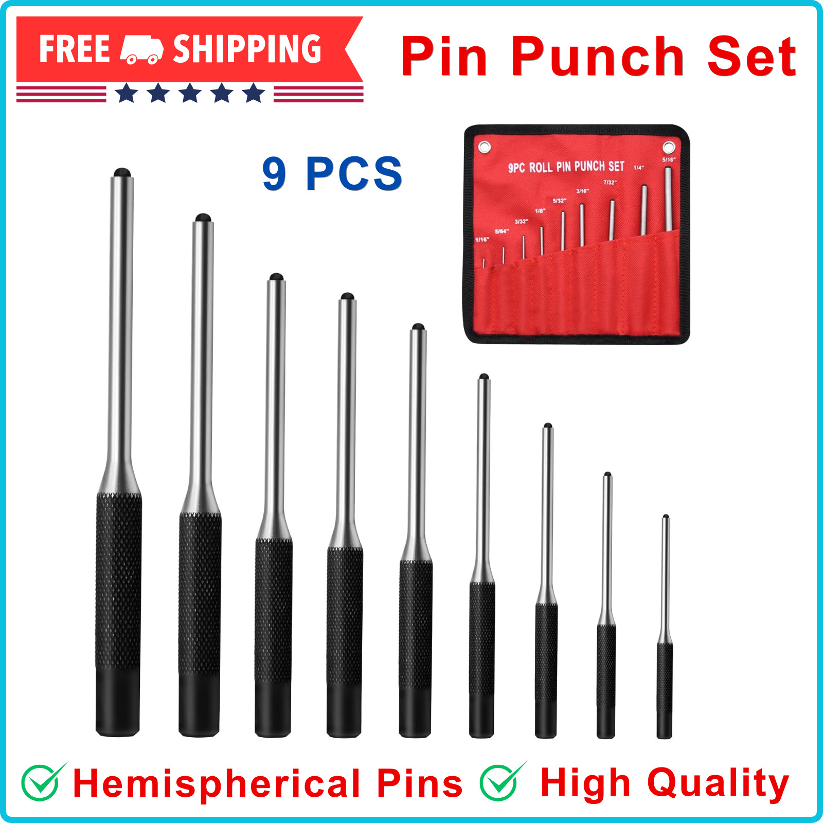 9 Pieces Roll Pin Punch Set Removing Repair Tool For Car, Watch Repair, Jewelry gallery
