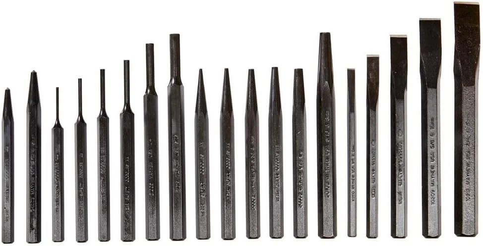 Mayhew Tools 61019 Punch and Chisel Set, 19-Piece, Black Oxide Finish gallery